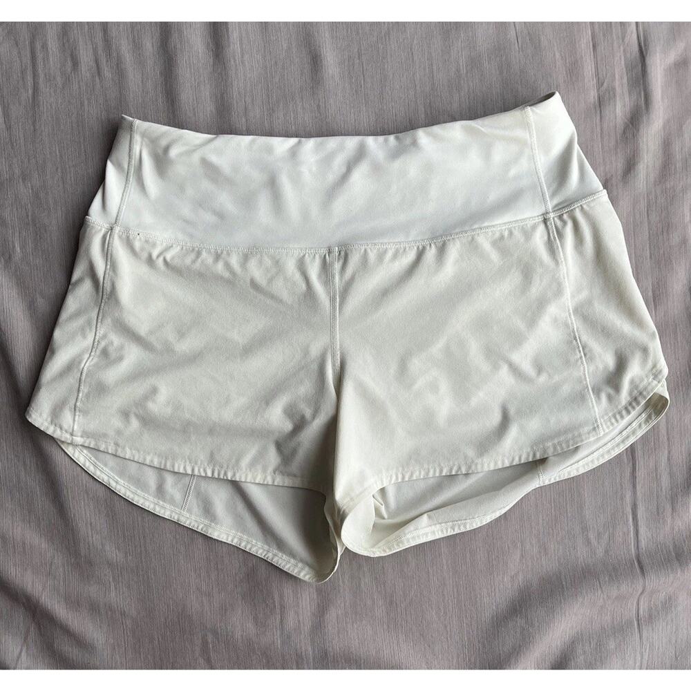 Lululemon Speed Up Short Women 10 Green/yellow High-Rise Lined Running Gym Train